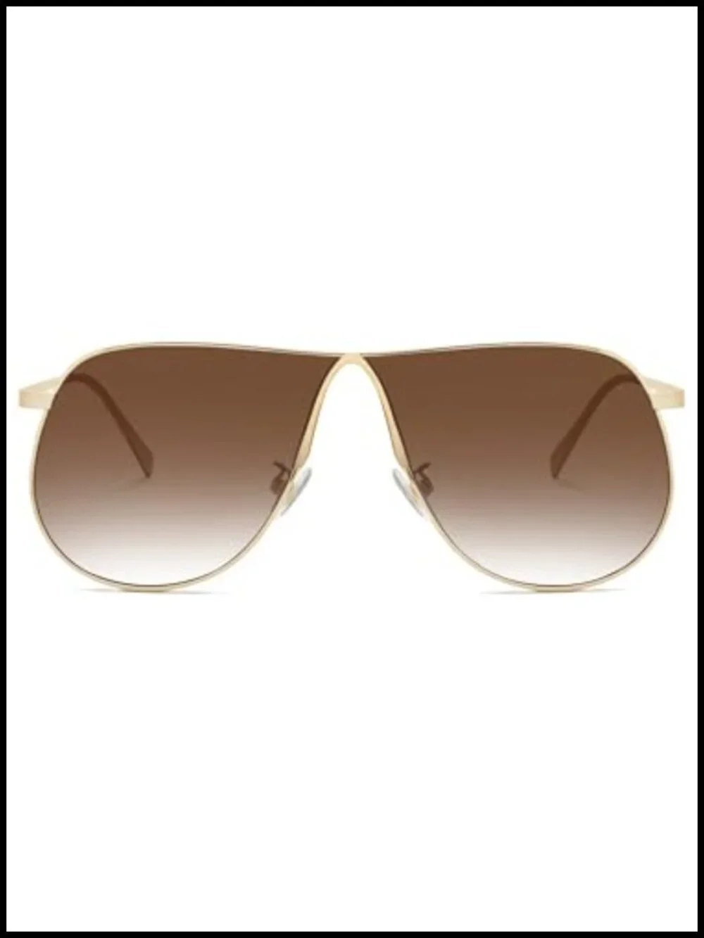 Oversized Gold Metal Aviator Sunglasses for Women 70s Retro Shield Pilot Shades
